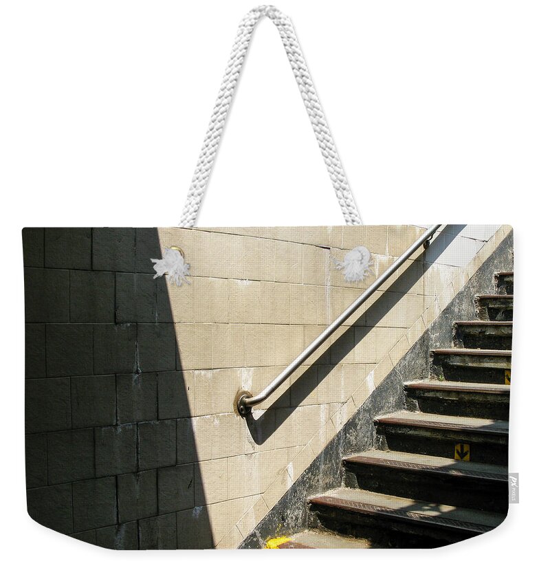 City Weekender Tote Bag featuring the photograph Subway Stairs by Frank Winters
