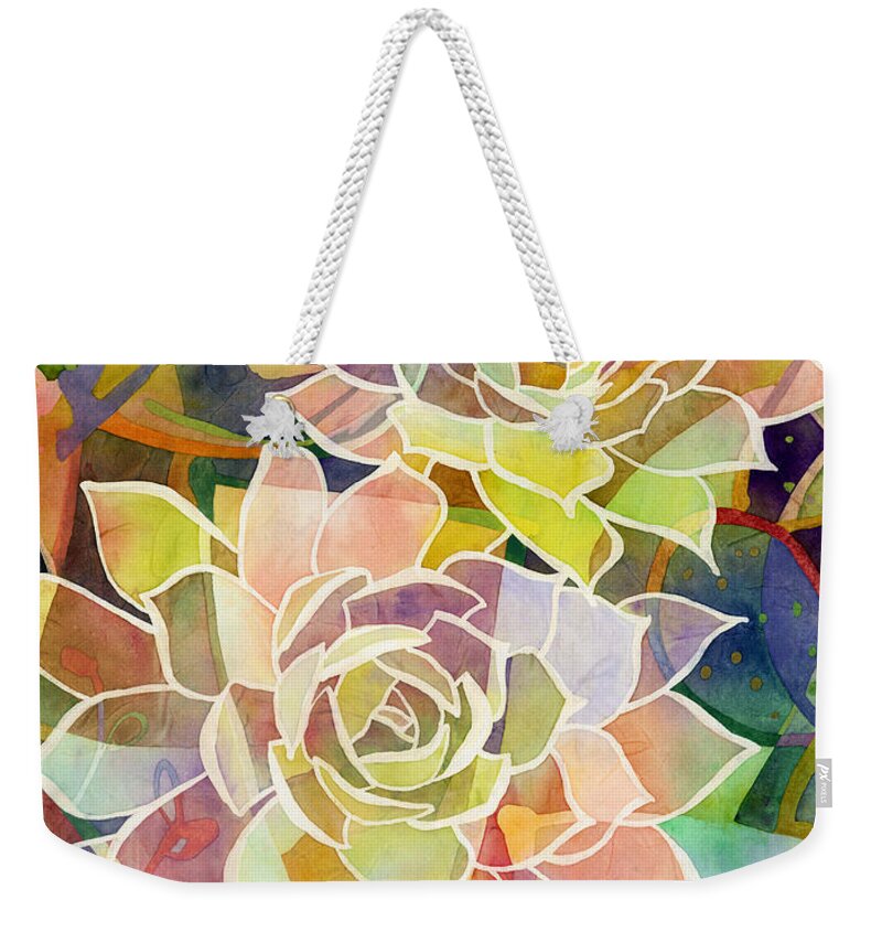 Succulent Weekender Tote Bag featuring the painting Succulent Mirage 2 by Hailey E Herrera