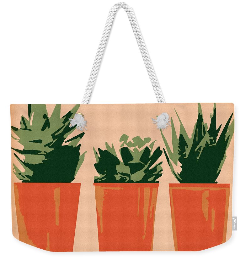 Modern Weekender Tote Bag featuring the digital art Succulents by Susan Lafleur