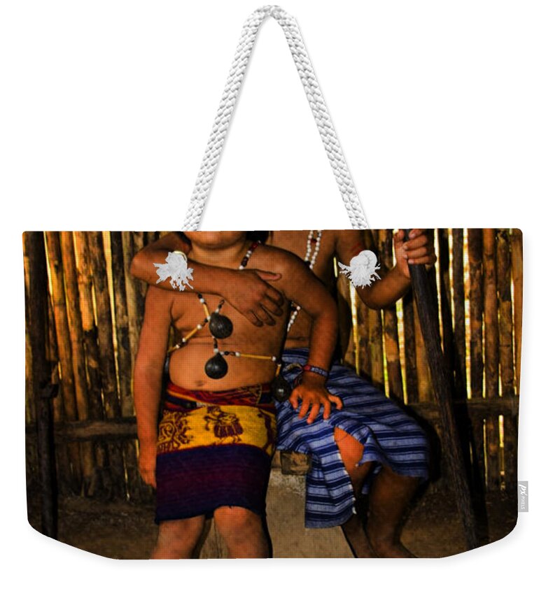 Boy Weekender Tote Bag featuring the photograph Sucua Kids 901 by Al Bourassa