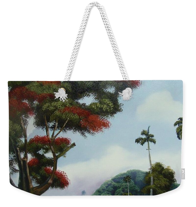 Tree Weekender Tote Bag featuring the painting Sudden Shade by Carlos Rodriguez