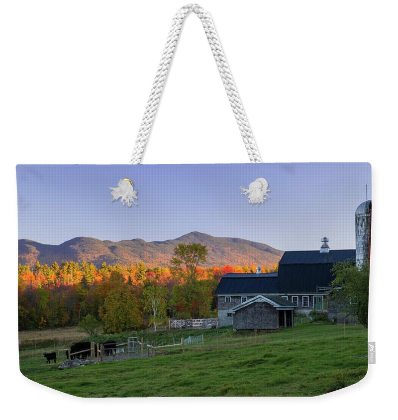 Sugar Weekender Tote Bag featuring the photograph Sugar Hill Barn Autumn by White Mountain Images