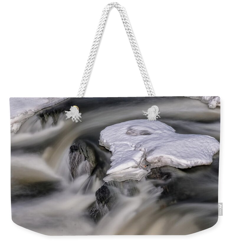Sugar River Claremont New Hampshire Weekender Tote Bag featuring the photograph Sugar River Flowing by Tom Singleton