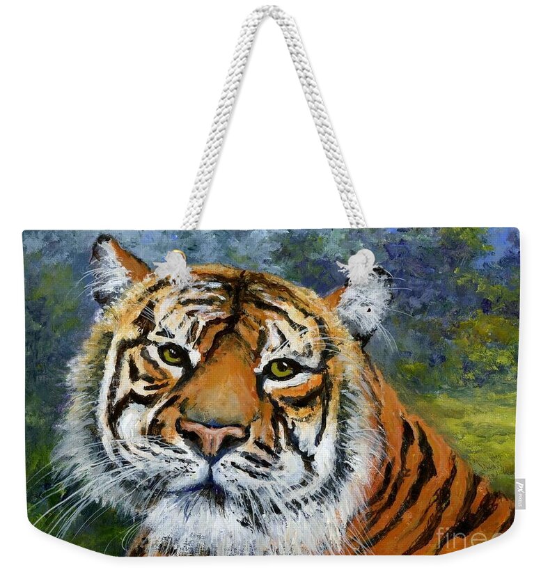 Wildlife Weekender Tote Bag featuring the painting Sumatran Tiger by Virginia Potter