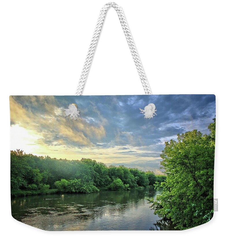 Sunrise Weekender Tote Bag featuring the photograph Summer Along The West Fork by Bonfire Photography