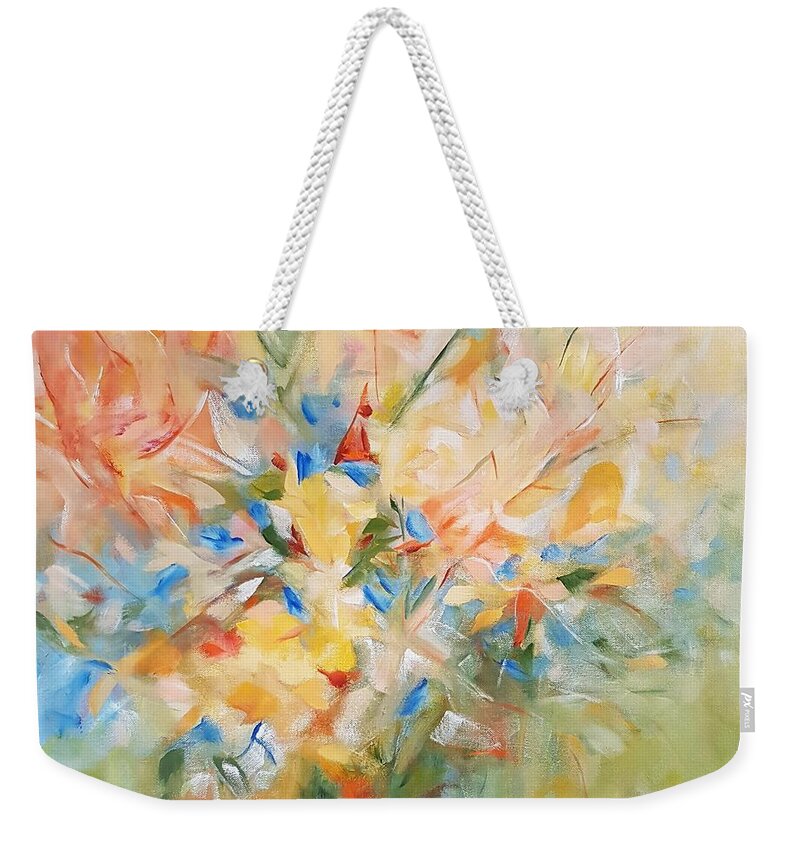 Floral Weekender Tote Bag featuring the painting Summer Blooms by Jo Smoley