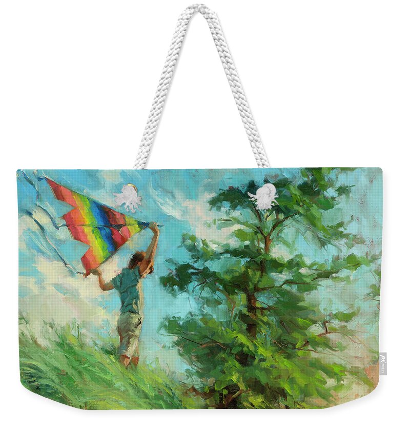 Boy Weekender Tote Bag featuring the painting Summer Breeze by Steve Henderson