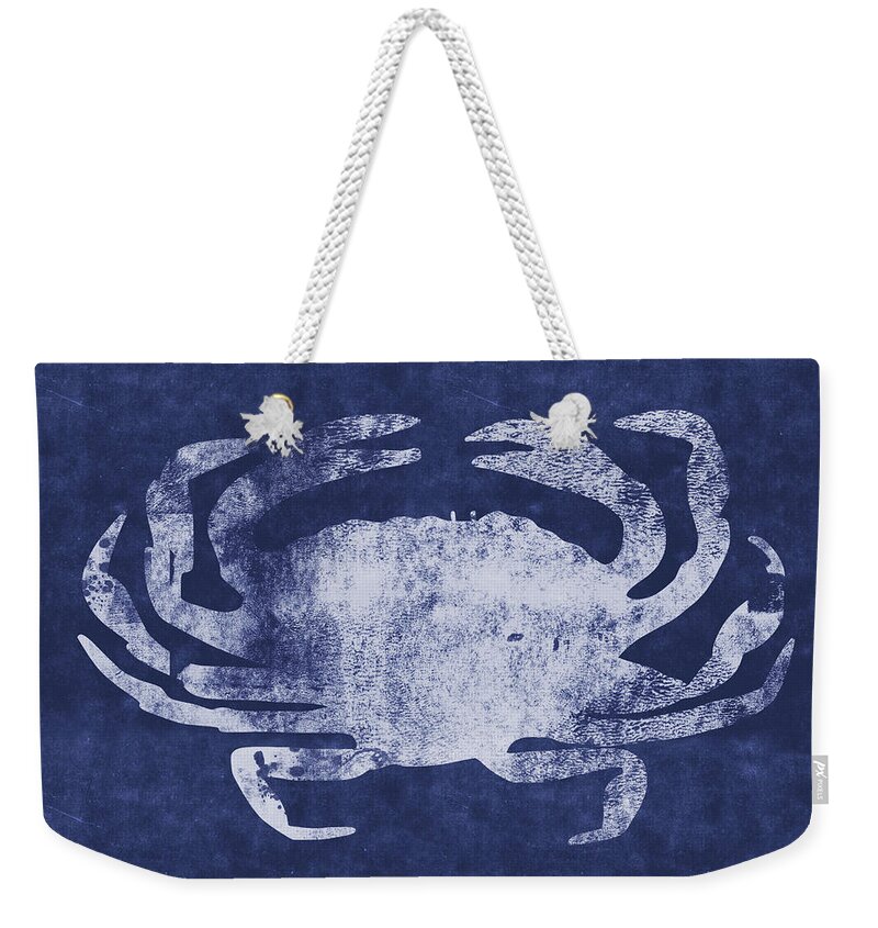 Nantucket Weekender Tote Bag featuring the mixed media Summer Crab- Art by Linda Woods by Linda Woods