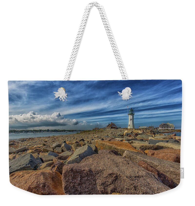 Summer Day At Scituate Lighthouse Weekender Tote Bag featuring the photograph Summer Day At Scituate Lighthouse by Brian MacLean