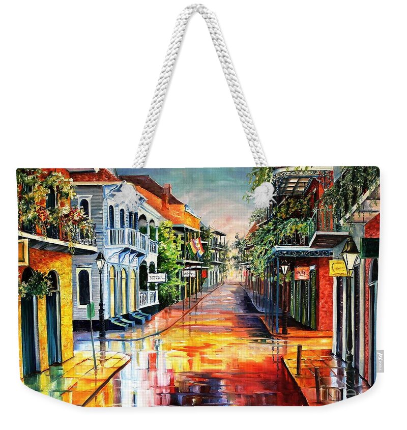 New Orleans Weekender Tote Bag featuring the painting Summer Day on Royal Street by Diane Millsap