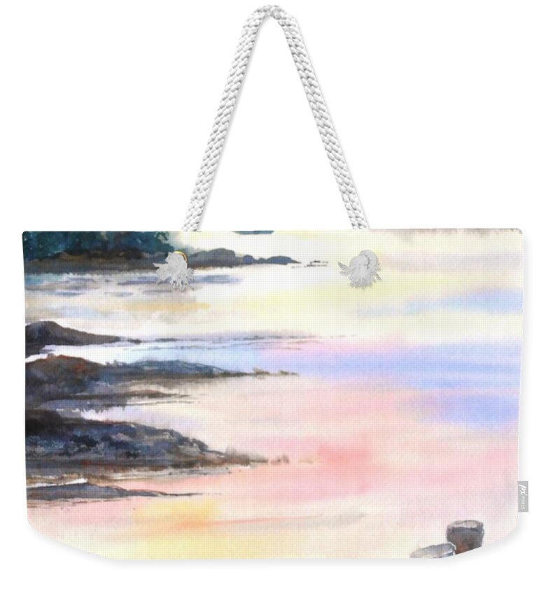 Maine Weekender Tote Bag featuring the painting Summer evening by Diane Kirk