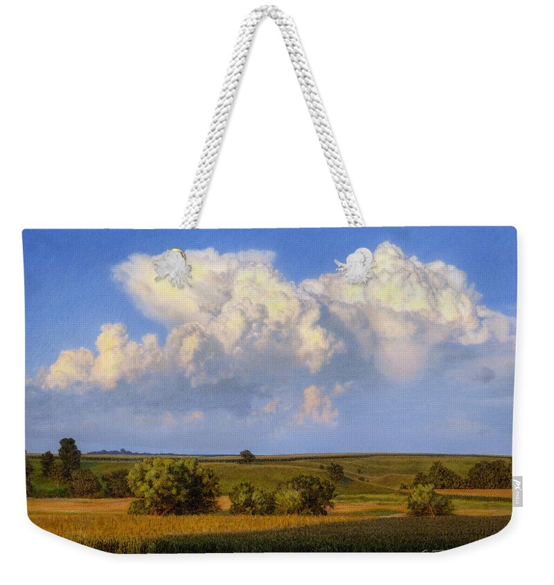 Landscape Weekender Tote Bag featuring the drawing Summer Evening Formations by Bruce Morrison