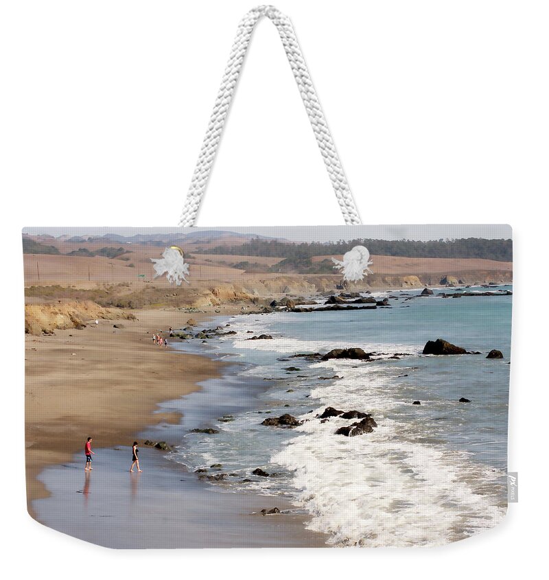 Beaches Weekender Tote Bag featuring the photograph Summer in San Simeon by Art Block Collections