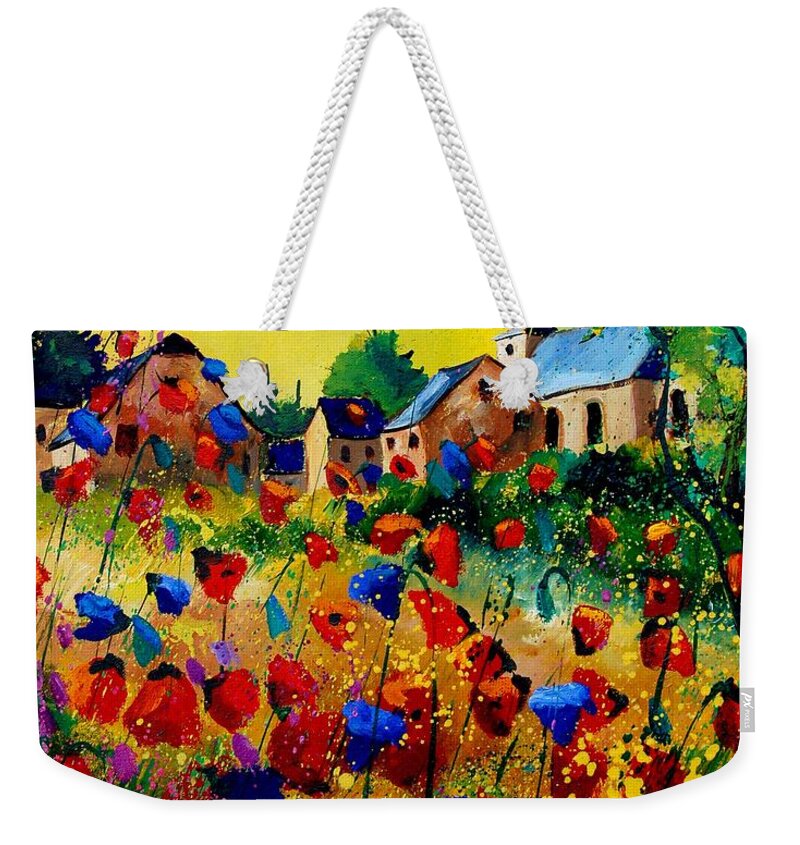 Poppy Weekender Tote Bag featuring the painting Summer in Sosoye by Pol Ledent