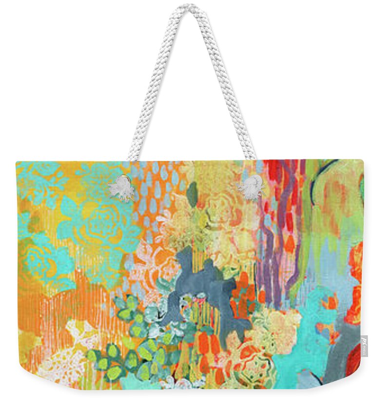 Abstract Weekender Tote Bag featuring the painting Summer Rain Part 3 by Jennifer Lommers