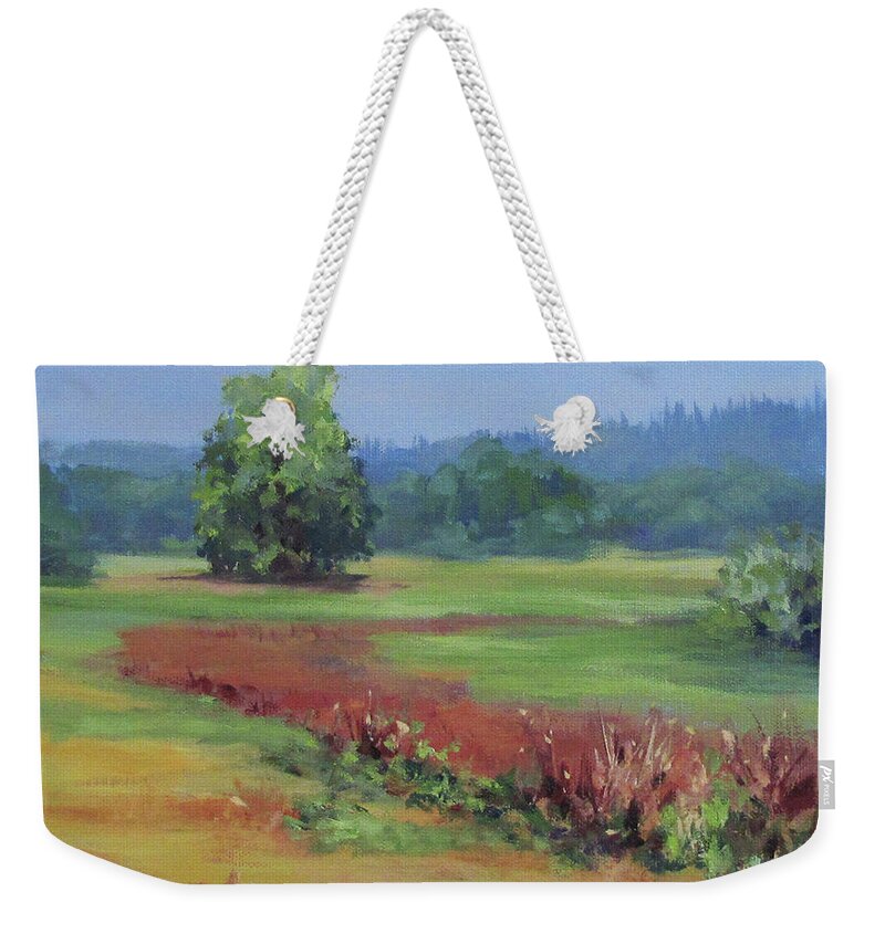 Summer Weekender Tote Bag featuring the painting Summer Refuge by Karen Ilari
