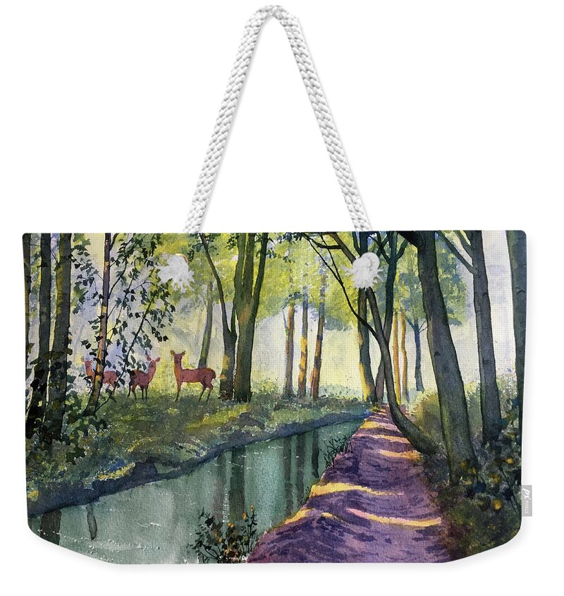 Glenn Marshall Weekender Tote Bag featuring the painting Summer Shade in Lowthorpe Wood by Glenn Marshall