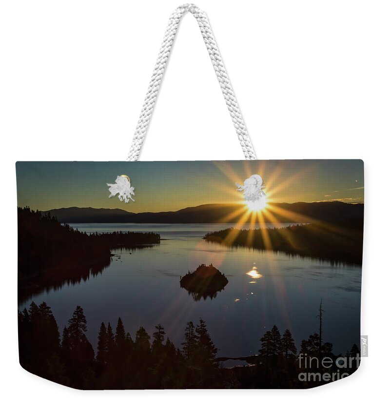 Emerald Bay Sunrise Weekender Tote Bag featuring the photograph Summer Solstice Emerald Bay by Mitch Shindelbower