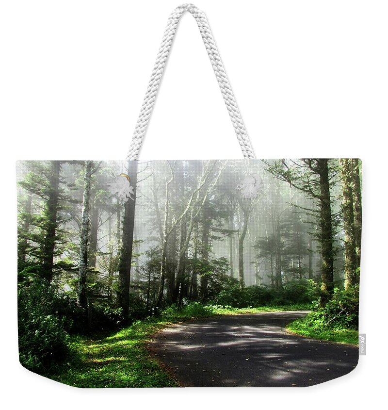 Sun Weekender Tote Bag featuring the photograph Sun Burning Through The Fog by KATIE Vigil