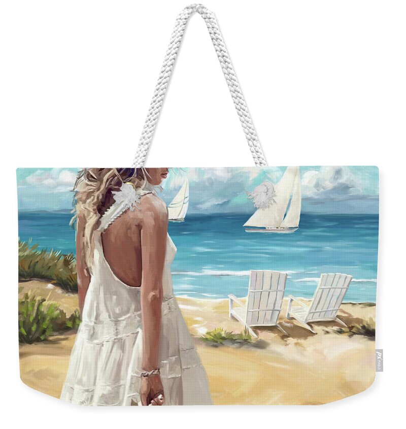 Sunday Afternoon At The Beach Weekender Tote Bag featuring the painting Sunday afternoon at the beach by Tim Gilliland