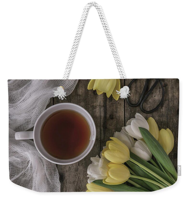 Tulips Weekender Tote Bag featuring the photograph Sunday Morning Tea Time by Kim Hojnacki