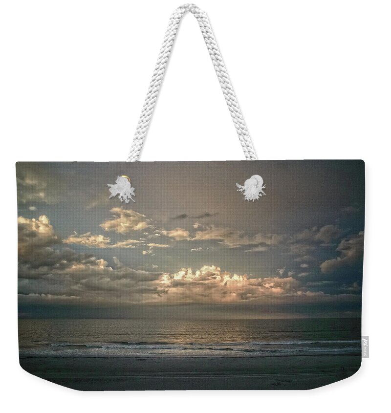 Clouds Weekender Tote Bag featuring the photograph Sundown at the Shore by Judy Hall-Folde