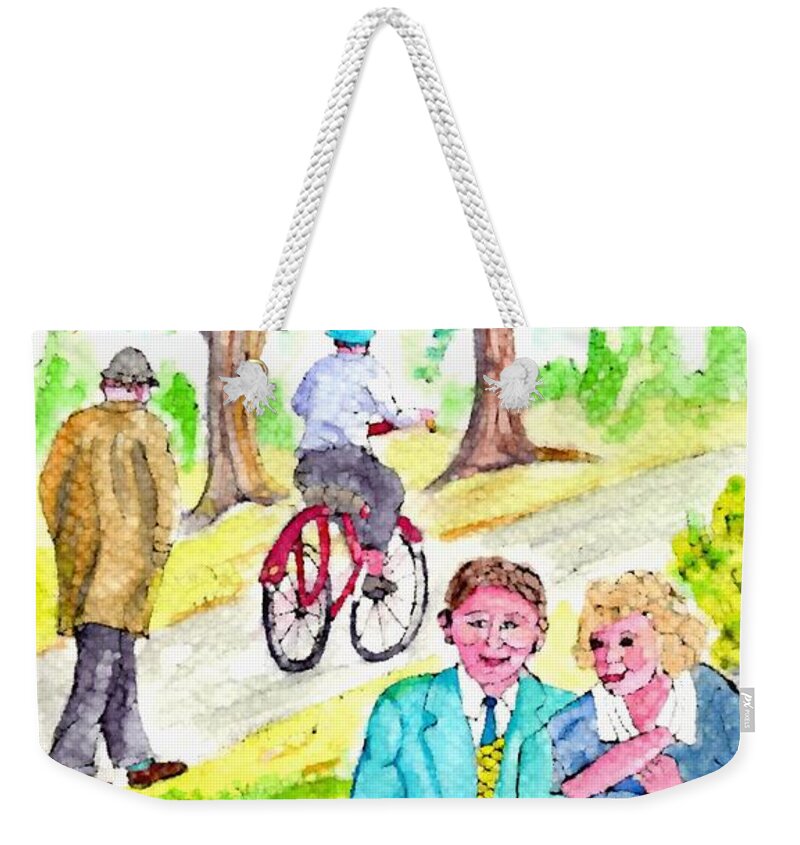 Recreational Activities Weekender Tote Bag featuring the painting Sunday Morning In Prospect Park by Philip And Robbie Bracco