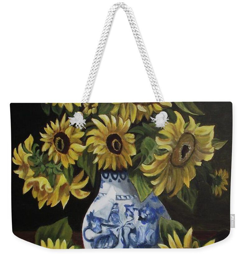 Acrylic Weekender Tote Bag featuring the painting Sunflower Bouquet by Kim Selig