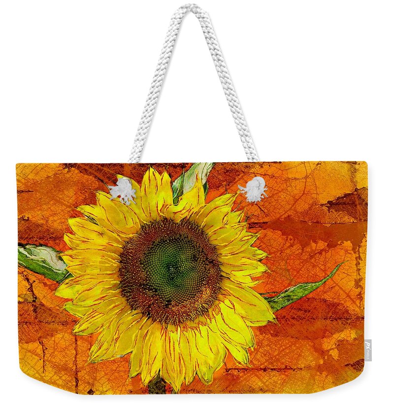Sunflower Weekender Tote Bag featuring the photograph Sunflower Leaf Impressions by Barbara Chichester