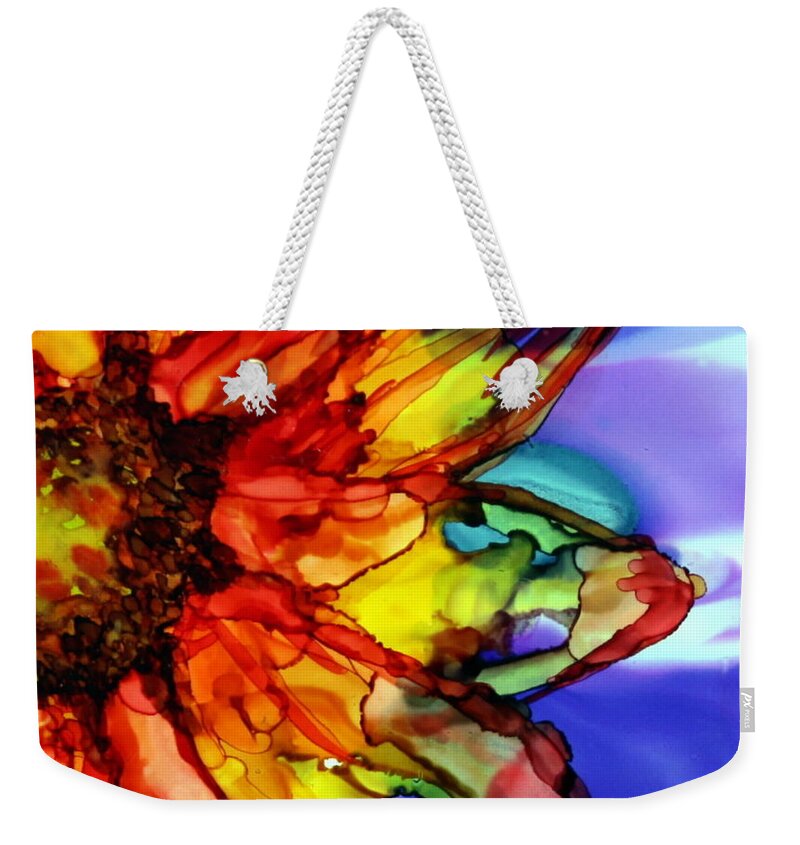 Sunflower Weekender Tote Bag featuring the painting Sunflower by Maria Barry