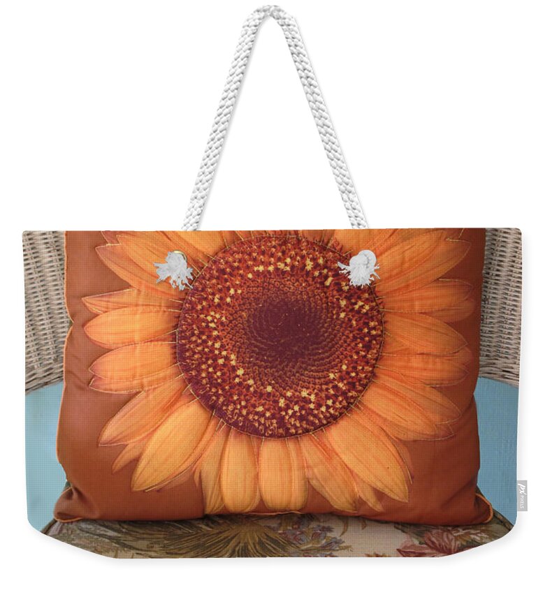 Pillow Weekender Tote Bag featuring the photograph Sunflower Pillow by Dave Mills