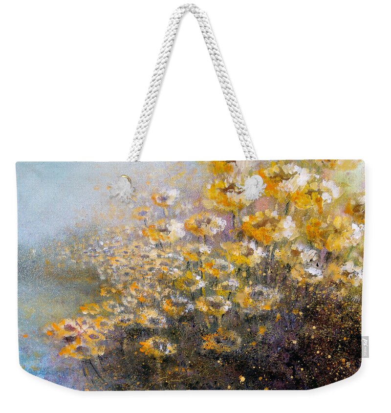 Flowers Weekender Tote Bag featuring the painting Sunflowers by Andrew King