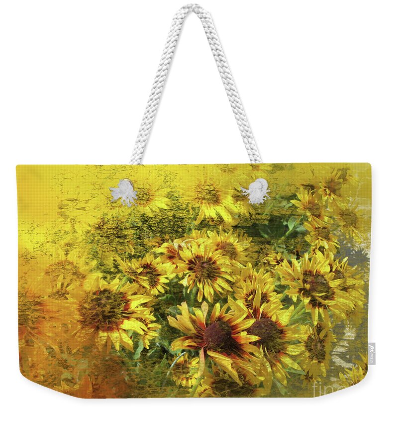 Colorado Weekender Tote Bag featuring the digital art Sunflowers for Sandra by Deb Nakano
