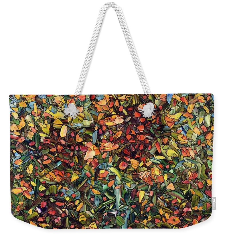Abstract Weekender Tote Bag featuring the painting Sunflowers by James W Johnson
