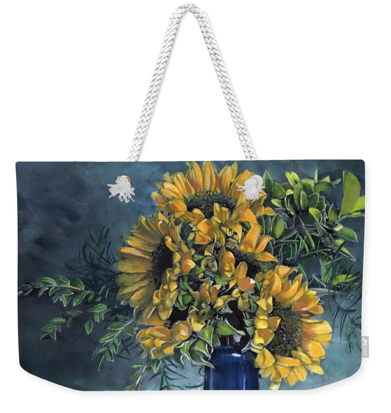 Sunflower Weekender Tote Bag featuring the painting Sunflowers by John Neeve