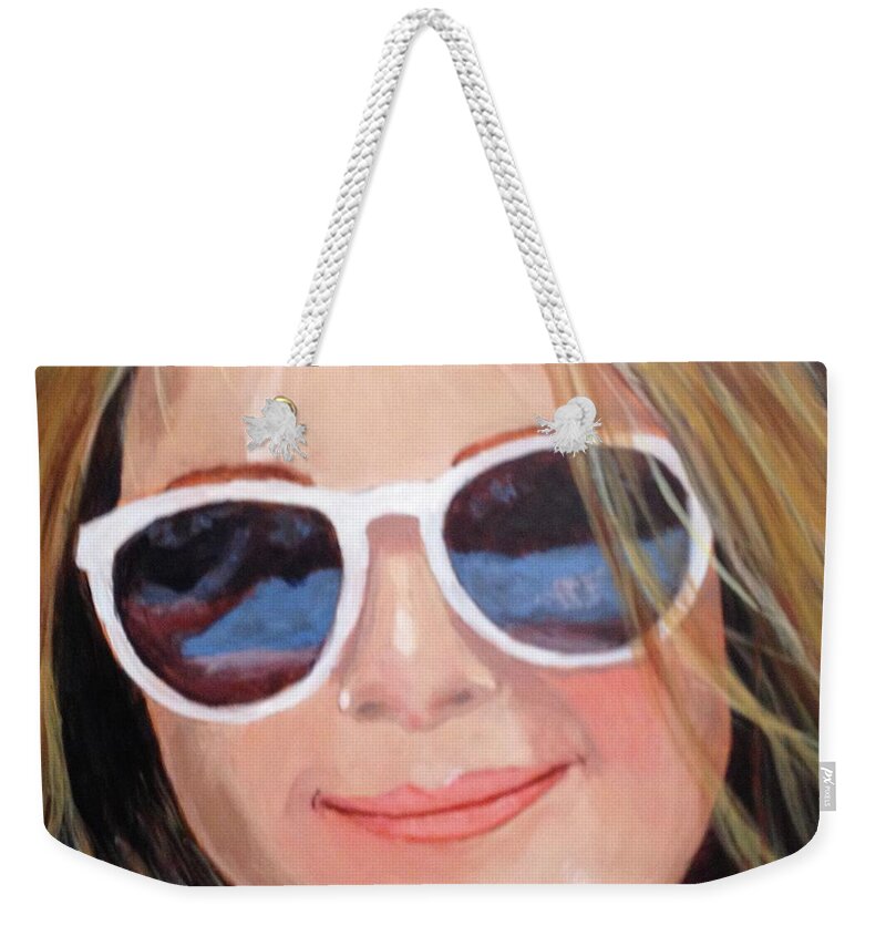 Portrait Weekender Tote Bag featuring the painting Sunglass reflections by Donna Tucker