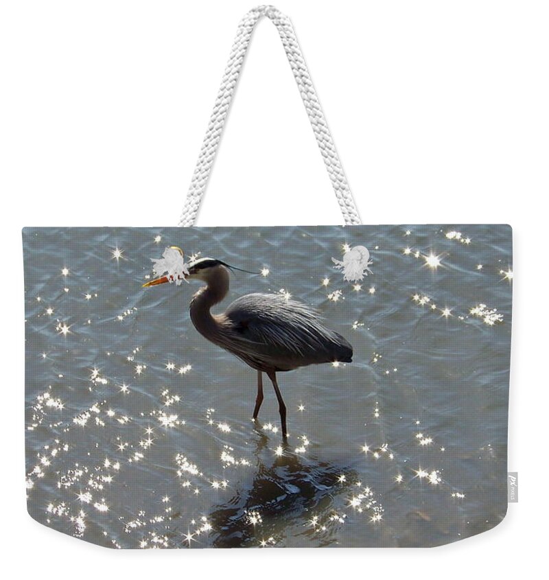 Heron Weekender Tote Bag featuring the photograph Sunlit Heron by Carol Bradley