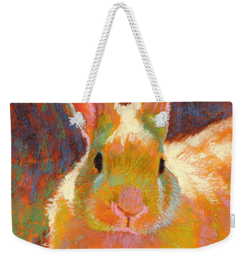 Rabbit Weekender Tote Bag featuring the pastel Sunny Bun by Rita Kirkman