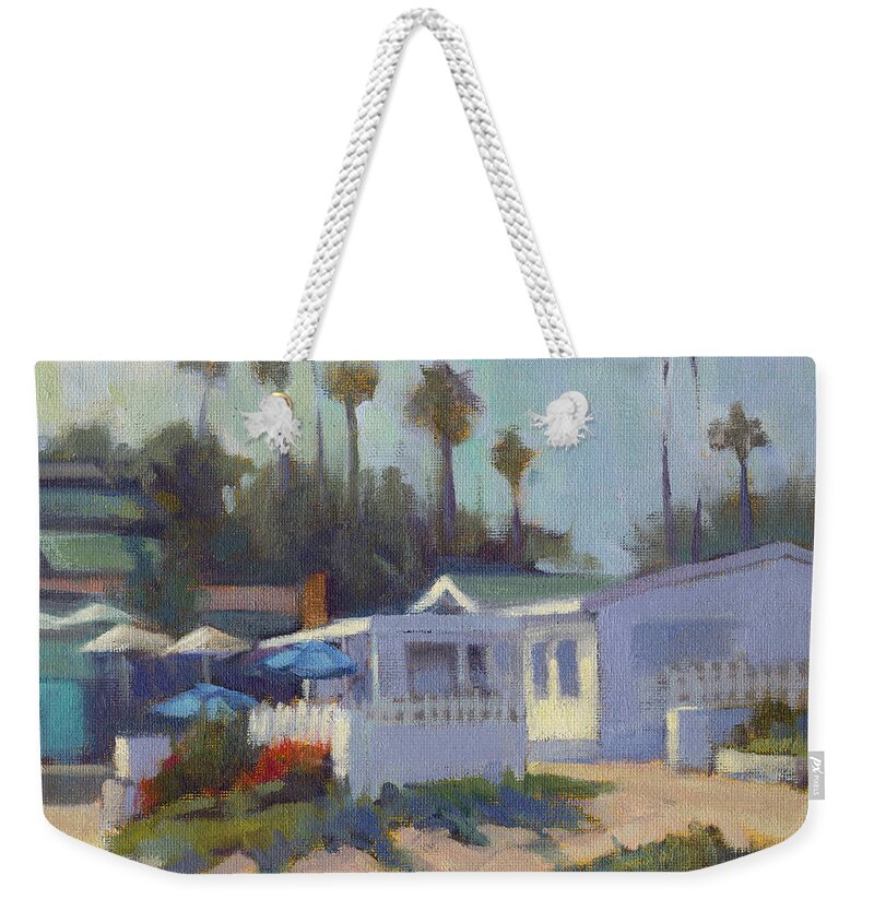 California Weekender Tote Bag featuring the painting Sunny Day at Crystal Cove by Konnie Kim