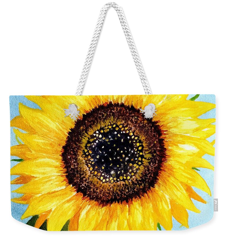 Sunflower Weekender Tote Bag featuring the painting Sunny by Marlene Schwartz Massey