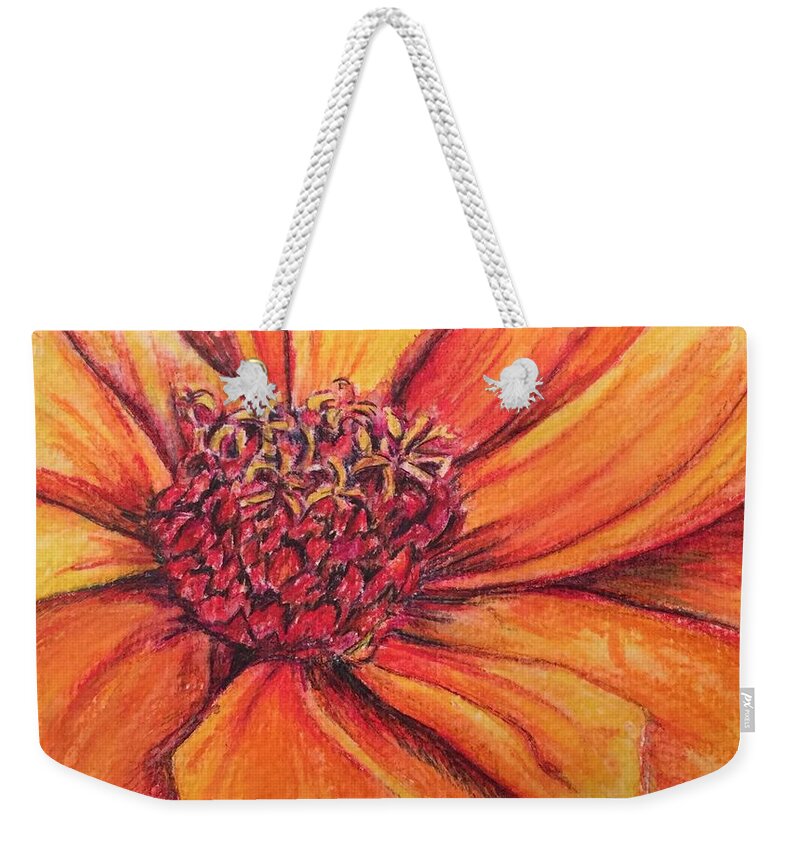 Macro Weekender Tote Bag featuring the drawing Sunny Perspective by Vonda Lawson-Rosa
