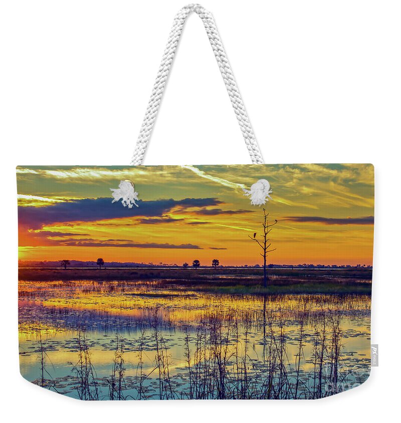 Bird Weekender Tote Bag featuring the photograph Sunrise at a Wildlife Paradise by DB Hayes