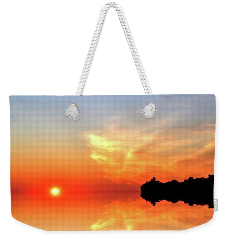 Abstract Weekender Tote Bag featuring the digital art Sunrise At Big Bay Point Three by Lyle Crump