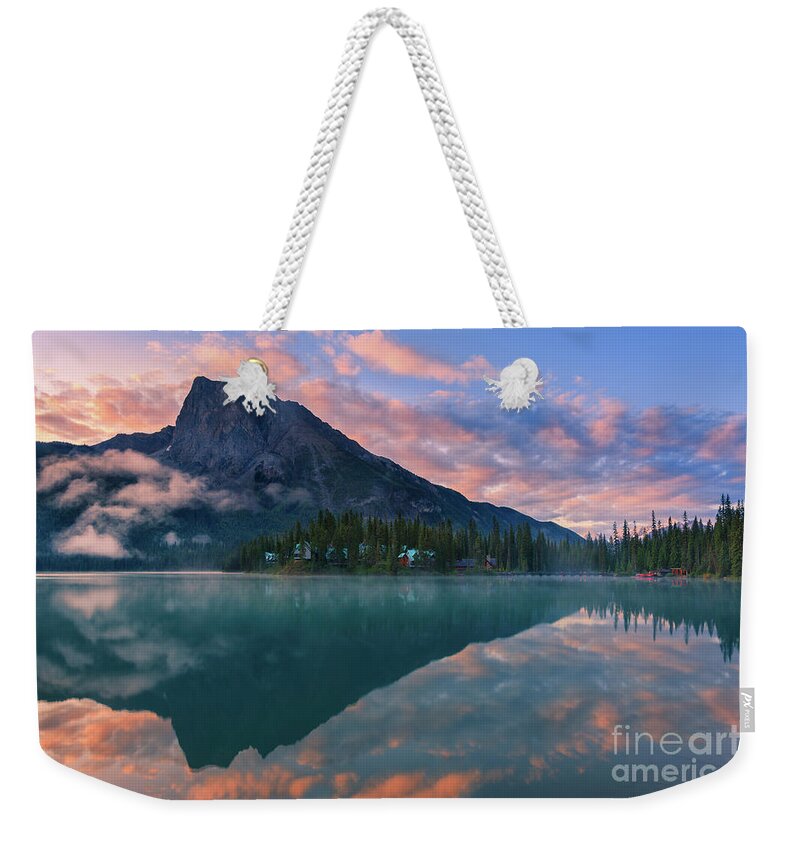 Canada Weekender Tote Bag featuring the photograph Sunrise at Emerald Lake by Henk Meijer Photography