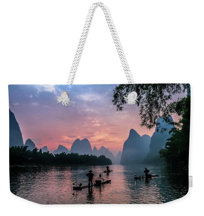 Asia Weekender Tote Bag featuring the photograph Sunrise at Lee river by Usha Peddamatham
