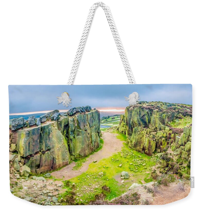 Airedale Weekender Tote Bag featuring the photograph Sunrise by Cow and Calf Rocks in Ilkley by Mariusz Talarek