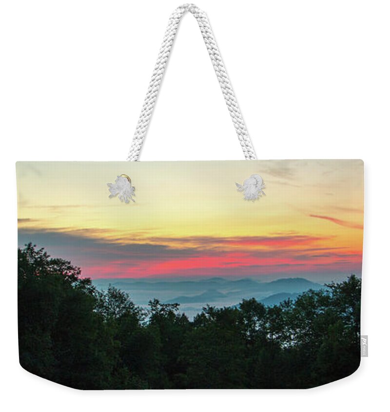 Sunrise Weekender Tote Bag featuring the photograph Sunrise from Maggie Valley August 16 2015 by D K Wall