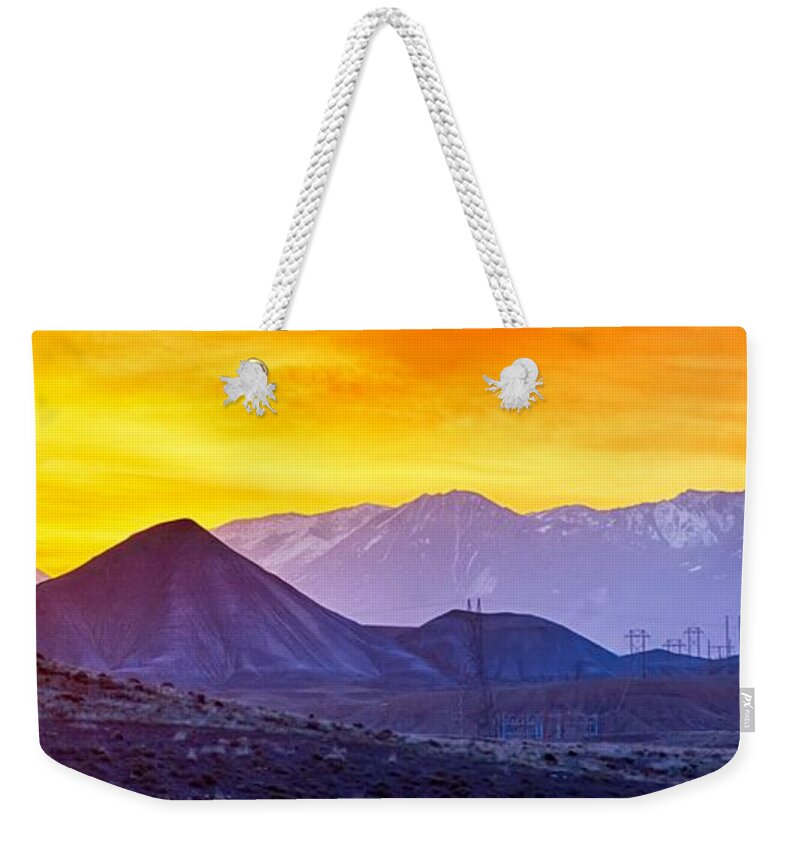 Colorado Weekender Tote Bag featuring the photograph Sunrise Over Colorado Rocky Mountains by Alex Grichenko