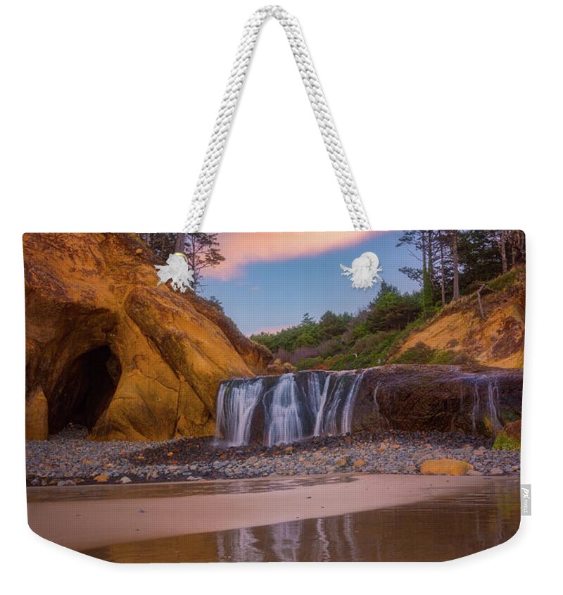 Waterfall Weekender Tote Bag featuring the photograph Sunrise over Hug Point by Darren White