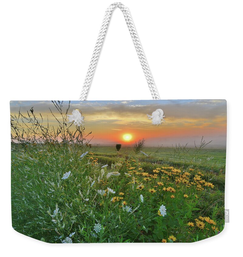 Mchenry County Conservation District Weekender Tote Bag featuring the photograph Sunrise over McHenry County's Glacial Park by Ray Mathis